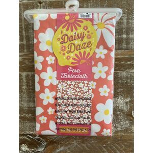 Pastel‎ Daisy Vinyl Tablecloth 52 In X 52 In 60 In Round Pink